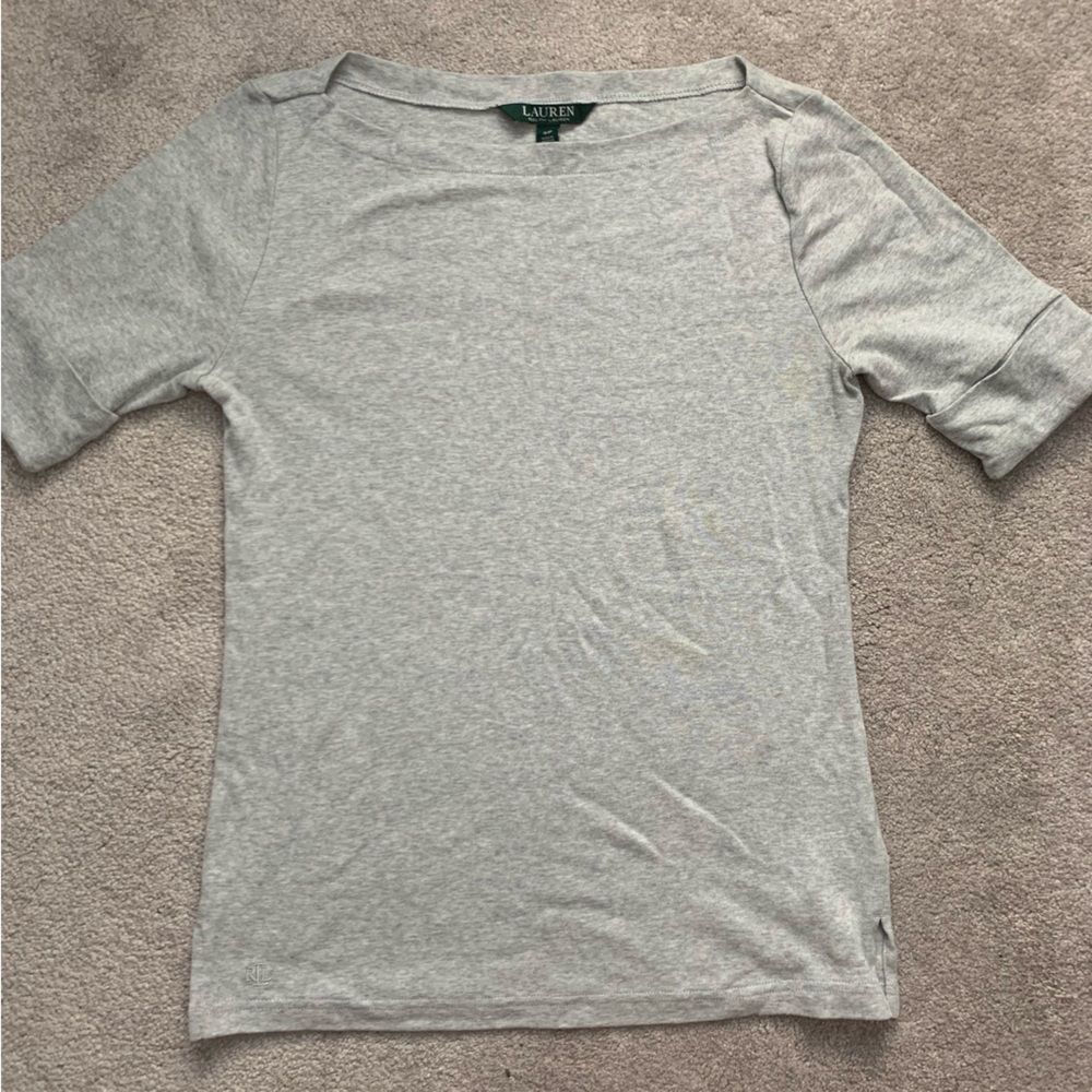 Ralph Lauren grey boat neck quarter sleeve shirt excellent condition